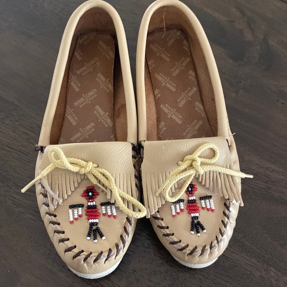 1980’s vintage thunderbird Minnetonka leather moccasins women’s size 8 great con - Picture 1 of 17